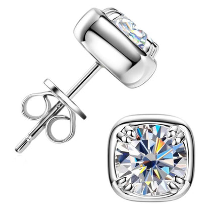 Moissanite Cushion Cut Stud Earrings