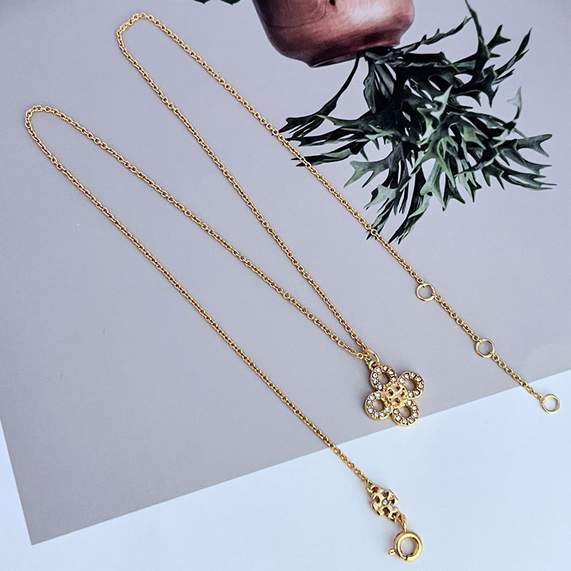 Tory Burch Sweet and Sparkling Rhinestone Four-Leaf Clover Necklace