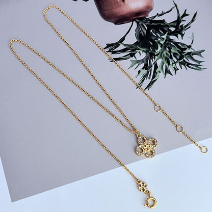 Tory Burch Sweet and Sparkling Rhinestone Four-Leaf Clover Necklace