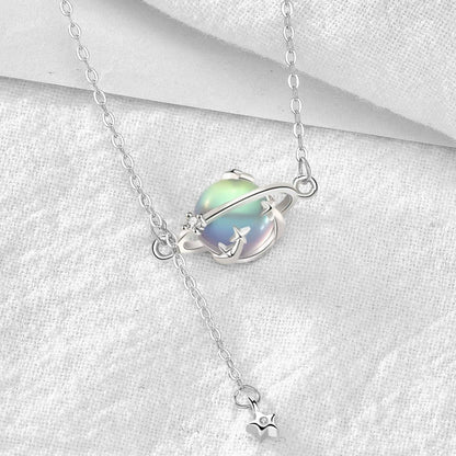 925 sterling silver moonstone planet necklace star pendant women