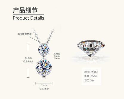 Two Stone Moissanite Drop Pendant Necklace
