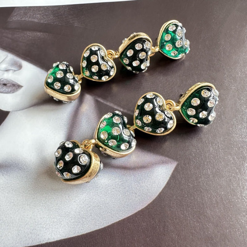 Oscar de la Renta Sweet Vintage Matte Heart Drop Earrings