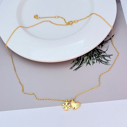 Tory Burch Heart Logo Pendant Metal Necklace
