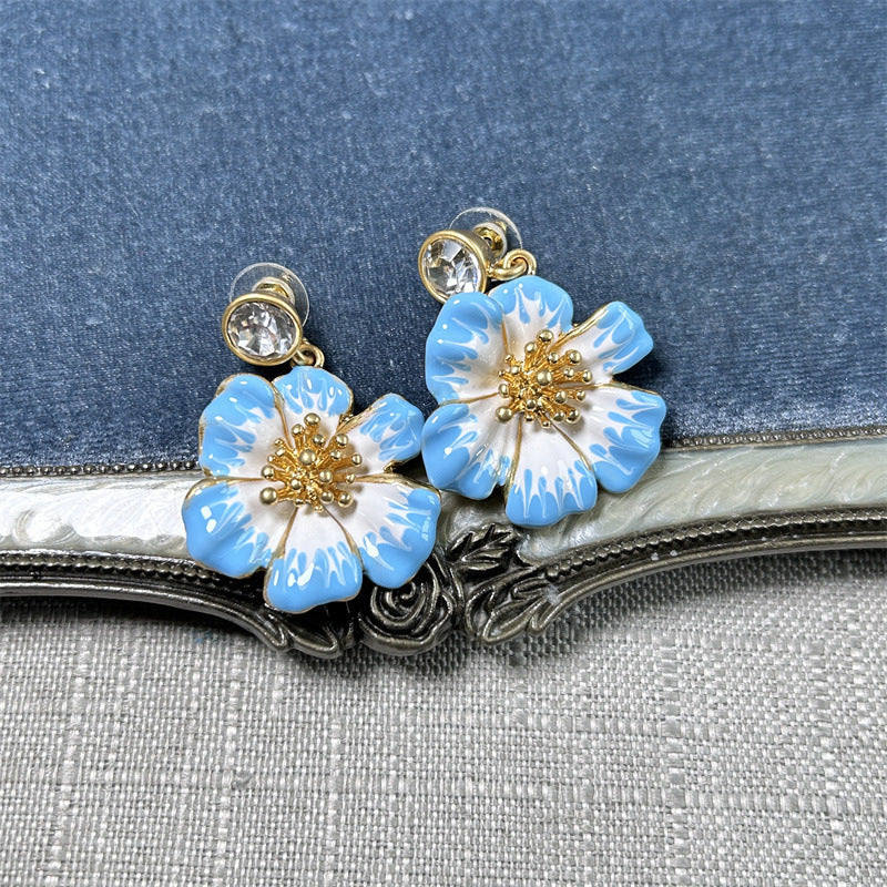 Oscar de la Renta Vintage Enamel Cherry Blossom Earrings