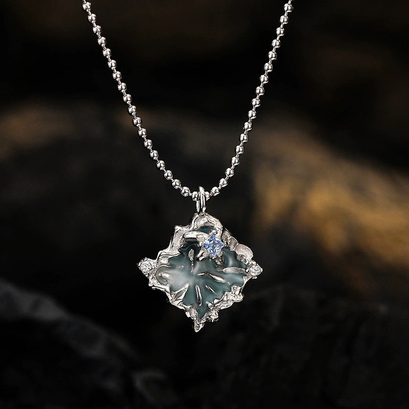 S925 Sterling Silver Irregular Diamond-Set Enamel Necklace