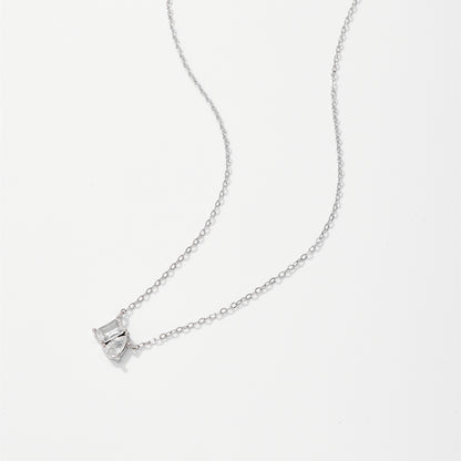 925Silver Sparkling Round Teardrop Pear Shaped Zircon Pendant Necklace