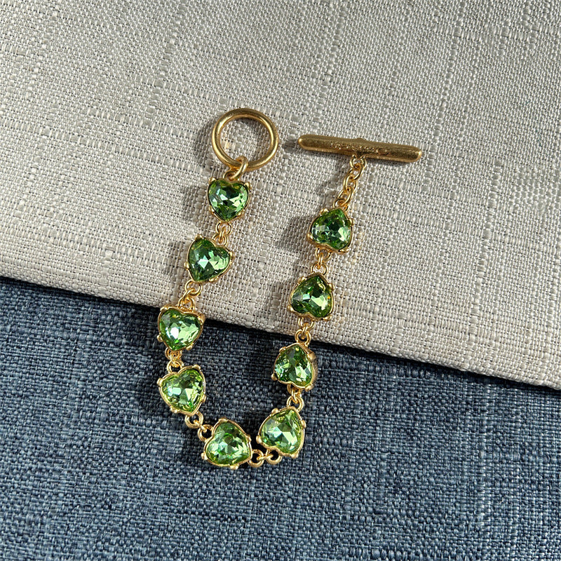 Oscar de la Renta Stylish Sparkling Crystal Heart Bracelet