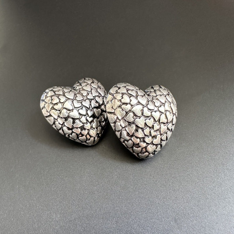 Oscar de la Renta Vintage-Print Heart Stud & Clip-on Earrings