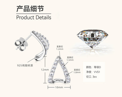 Triple Moissanite Open Triangle Earrings
