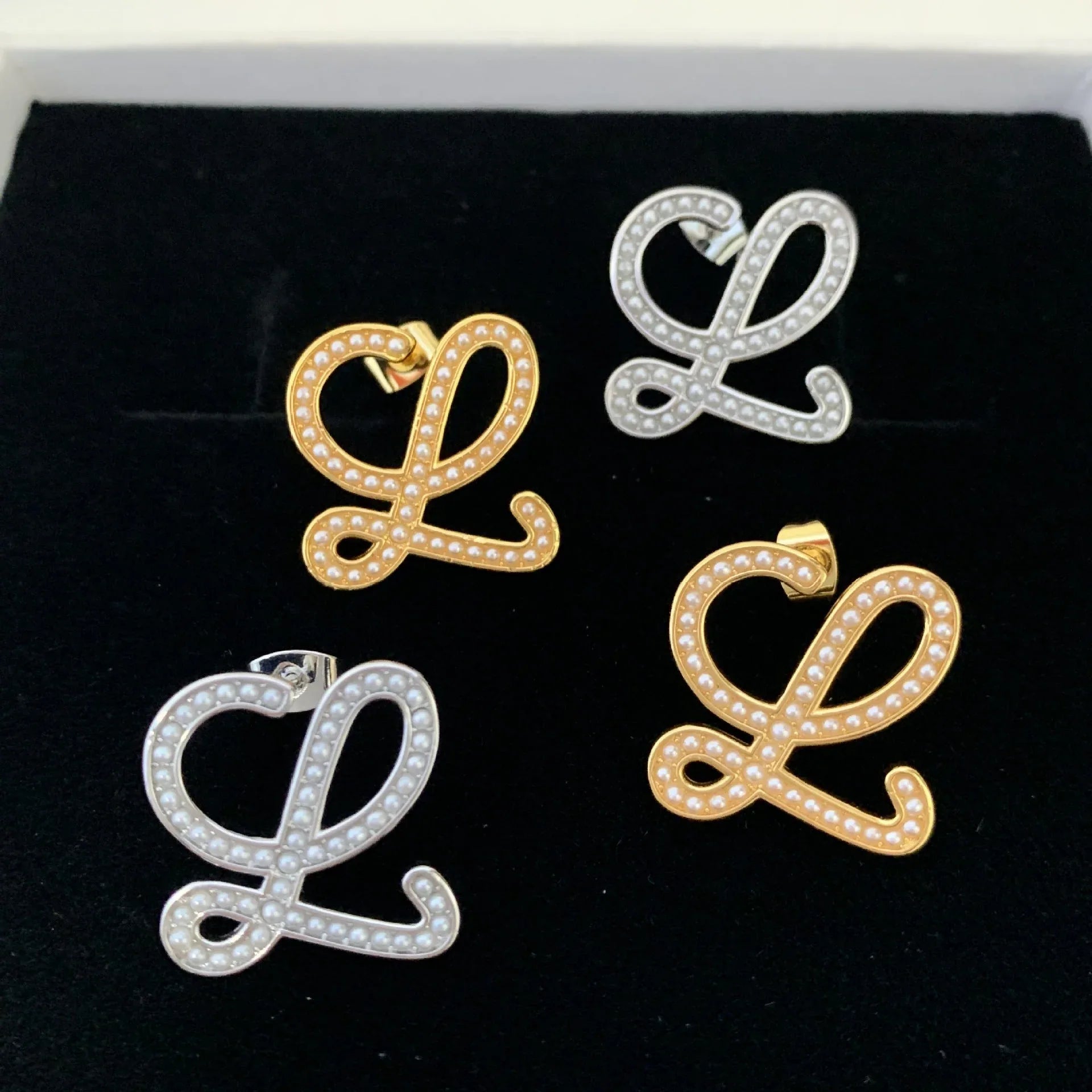 LOEWE Geometric Pearl-Encrusted Earrings - Stylish Everyday LOEWE Geometric Pearl-Encrusted Earrings - Stylish Everyday