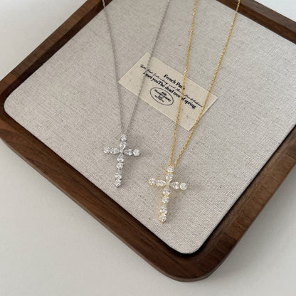 Waterdrop Shape 5A Zirconia Cross Pendant Necklaces