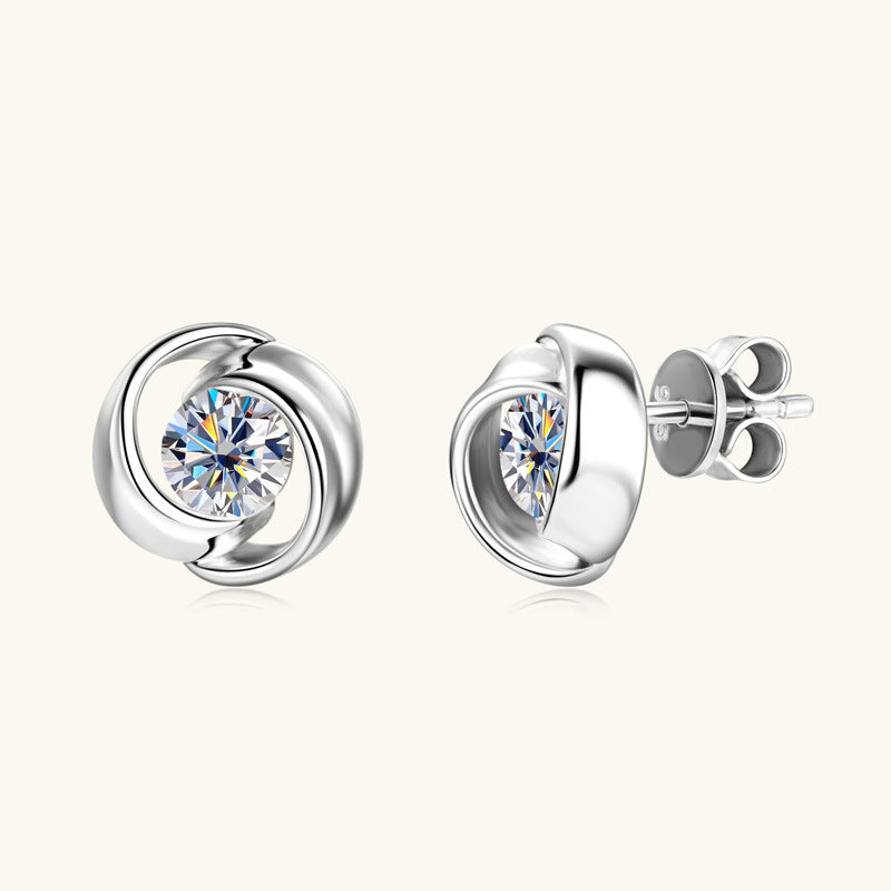 Moissanite Swirl Stud Earrings