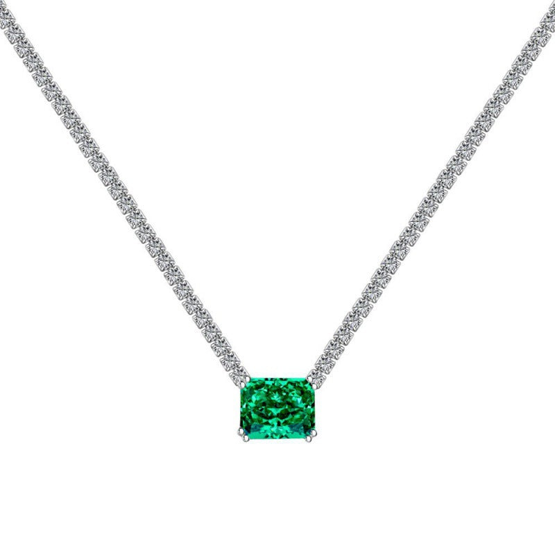 Rectangle 8A Cubic Zirconia Tennis Necklace