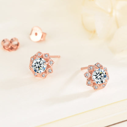 sterling silver diamonds stud earrings