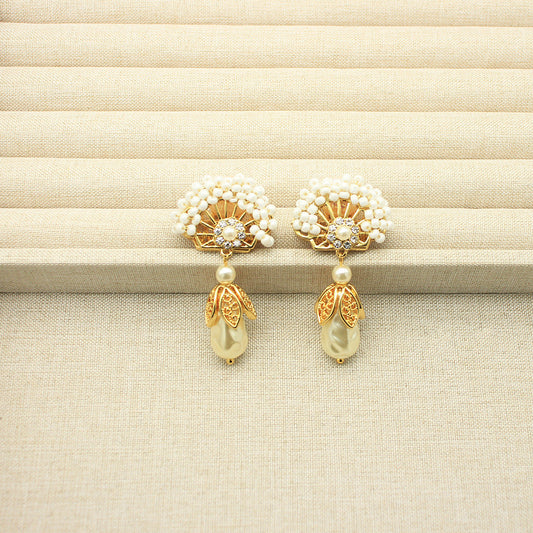 Vintage Exquisite Baroque Fan-Shaped Pearl Earrings