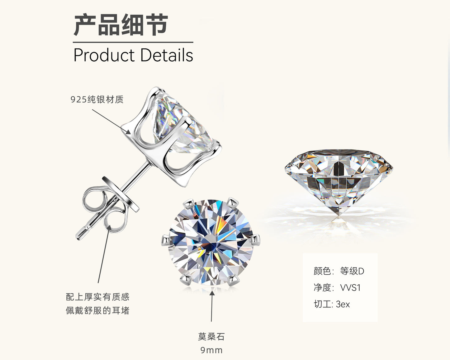 Moissanite Stud Earring Collection