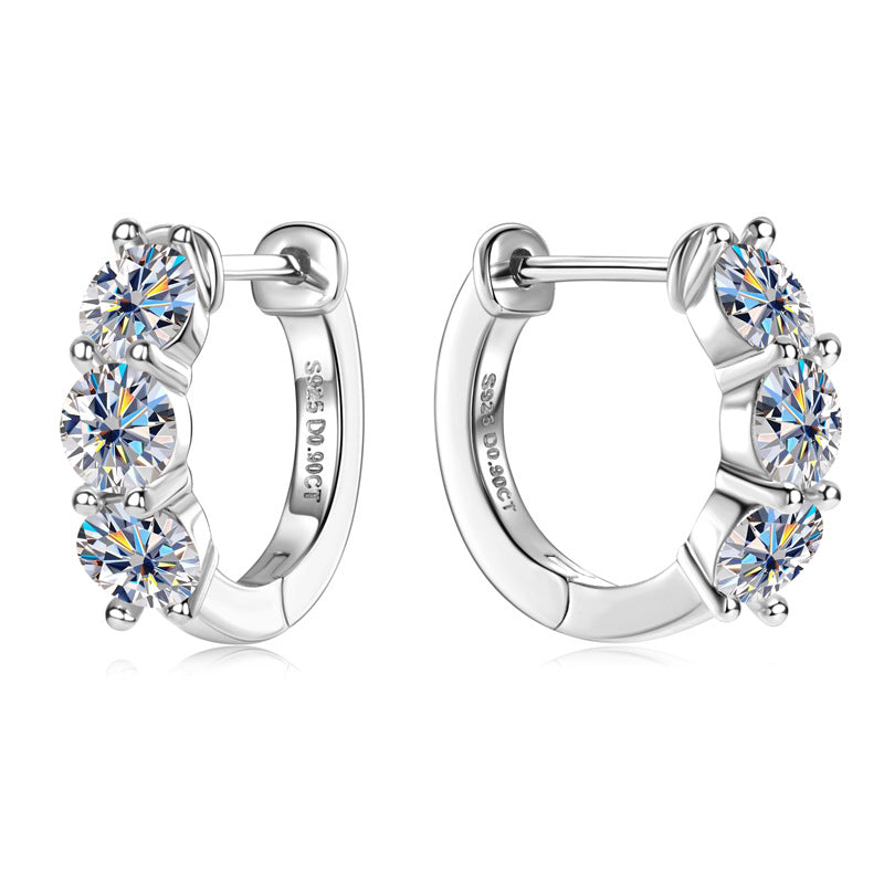 Three-Stone Moissanite Huggies