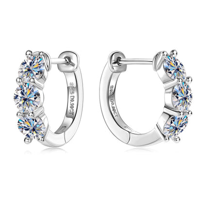 Three-Stone Moissanite Huggies