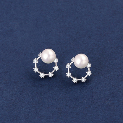 Diamond Circle Stud Earrings