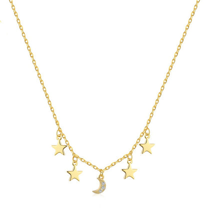 small Star And Moon pendant 18K women necklaces