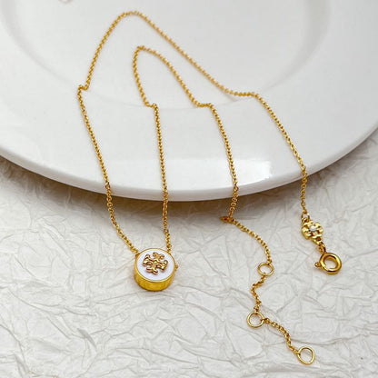 Tory Burch Classic Enamel Round Metal Necklace Women