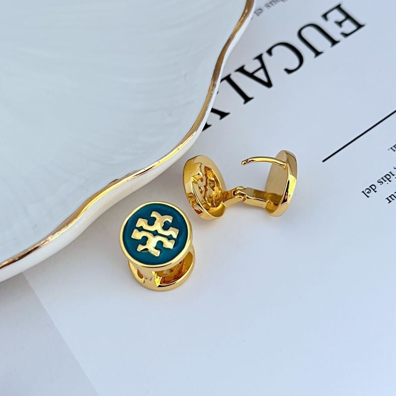 Tory Burch Enamel Rhinestone Reversible Earrings