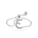Silver-tone pavé Arabic letter charm for an adjustable chain ring