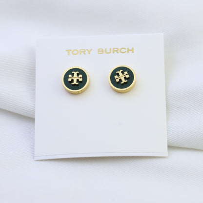 Sophisticated Enamel Coin Stud Earrings