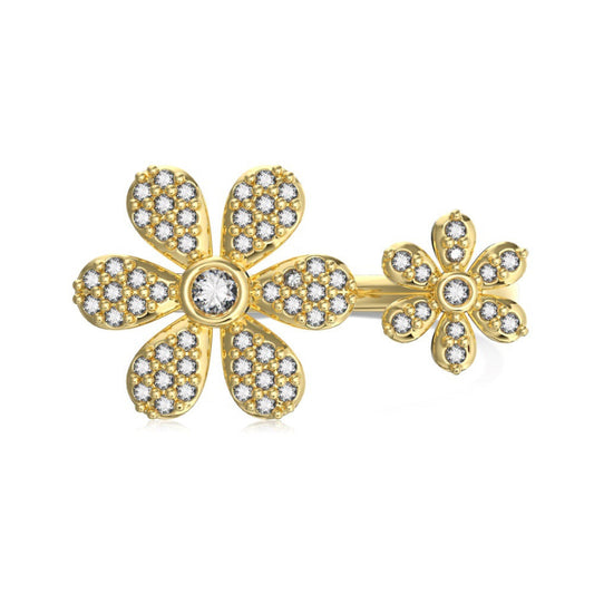 Elegant Double Flower Ring