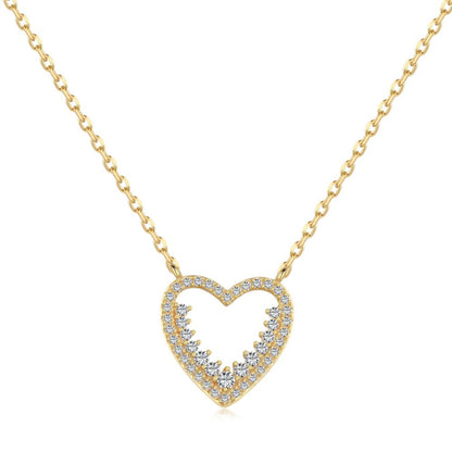 Gold Tone Sparkle Heart Outline Necklace

