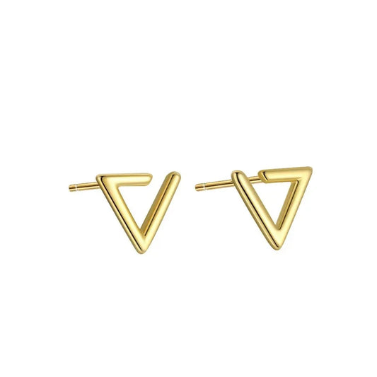 S925 Sterling Silver Simple triangle Stud Earring - JIMMY JEWELRY 01