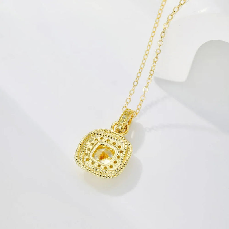 Radiant Square-Cut Yellow Zircon Necklace

