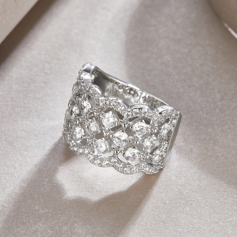 Sparkling Moissanite Wide Pave Band

