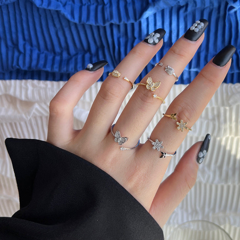 sparkling butterfly open ring