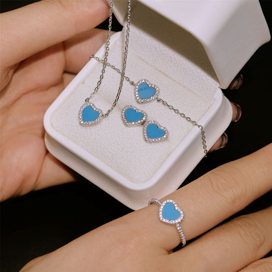 Blue Heart Halo Necklace

