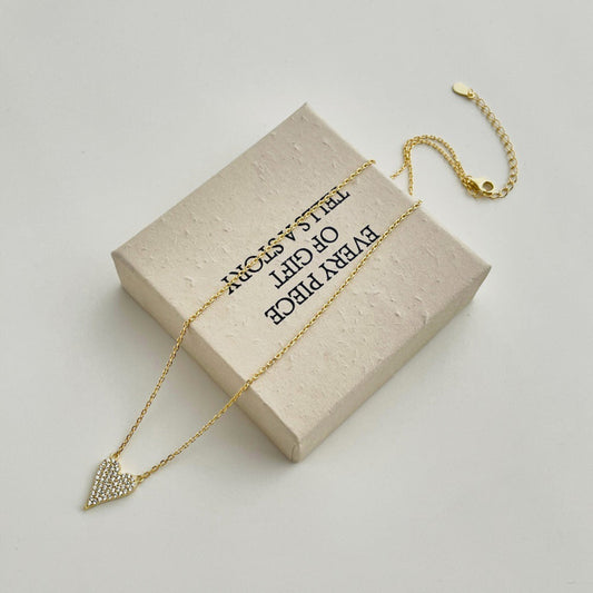 Sparkling Modern Heart Pendant Necklace

