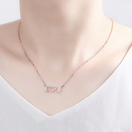 I love you necklace heart