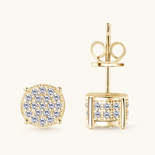 925 Sterling Silver Moissanite Dome Studs (Gold Tone)

