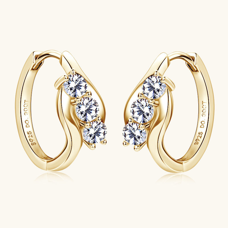 925 Sterling Silver Moissanite Dome Studs (Gold Finish)

