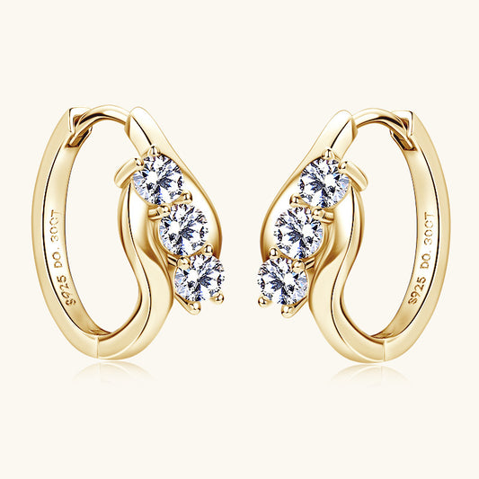 925 Sterling Silver Moissanite Dome Studs (Gold Finish)

