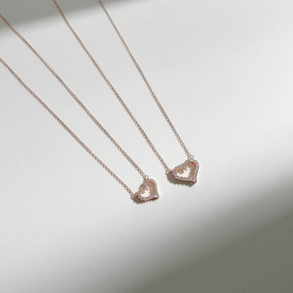 Rose Gold Diamond Heart Necklace

