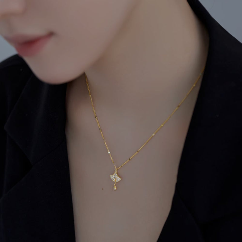 Dainty Gold Leaf Charm Necklace

