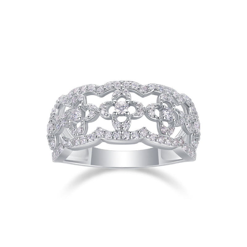 Contemporary Floral Moissanite Band

