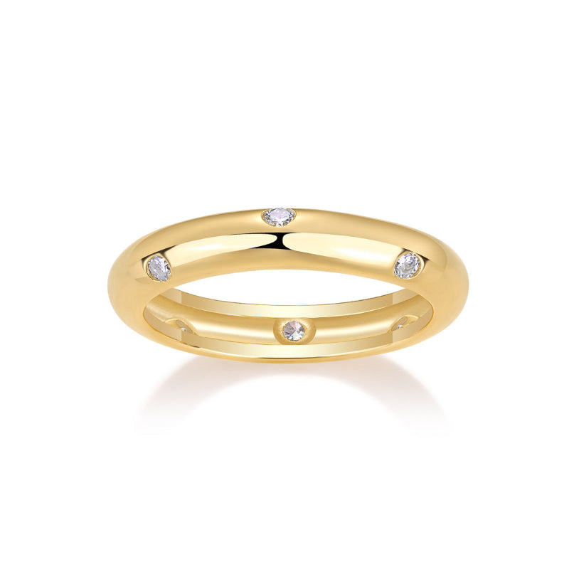 Modern Scattered Moissanite Gold Band

