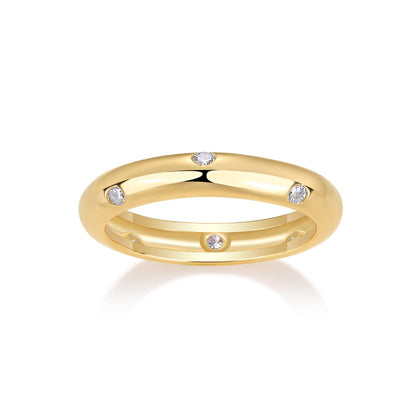 Modern Scattered Moissanite Gold Band

