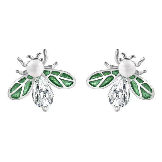 diamond bee stud silver