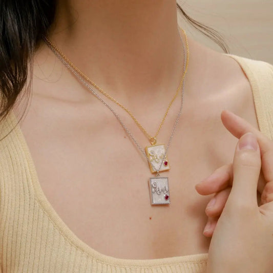 Sterling Silver Mama Pendant with Marbled Inlay

