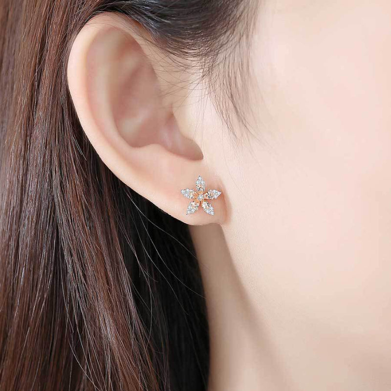 Five-Petal Gemstone Earrings
