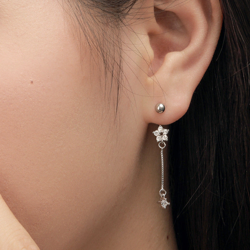 Delicate Flower and Chain Earrings

