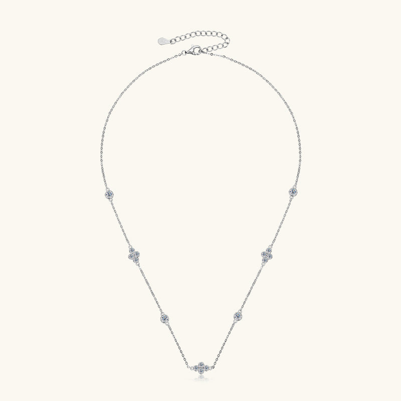 Contemporary Moissanite Drop Silver Necklace

